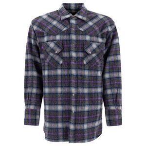 BEAMS PLUS Plaid Wool Blend Western Shirt Men PURPLE Shirts